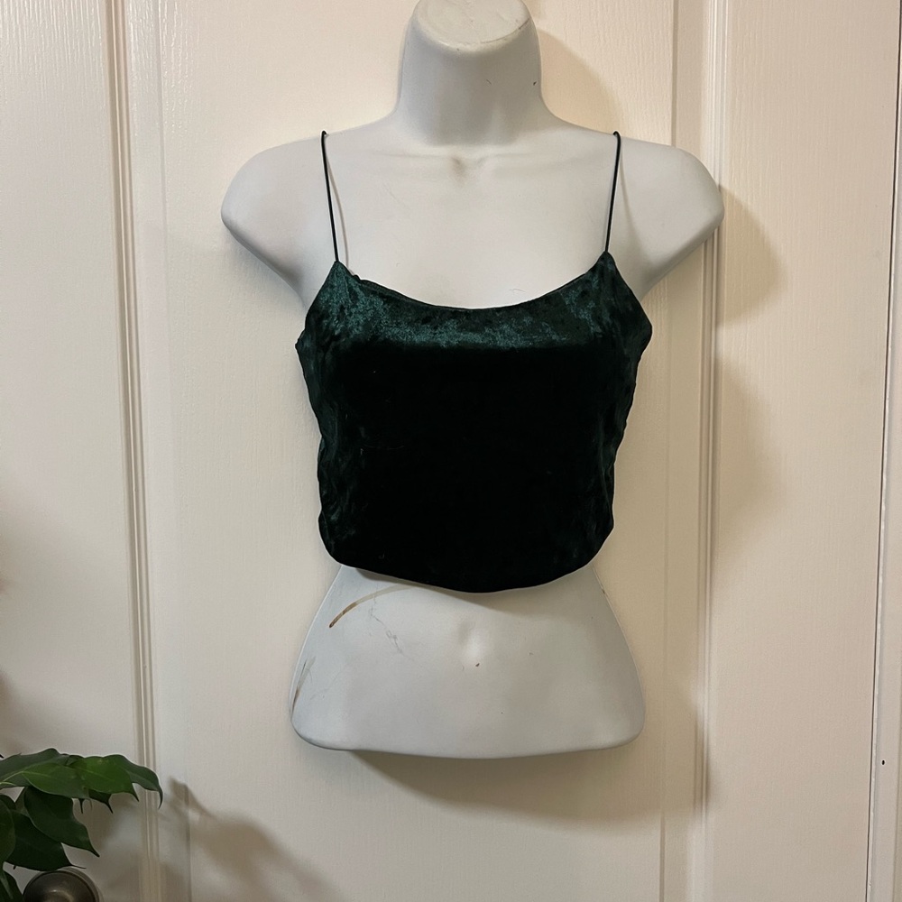 Green velvet crop top